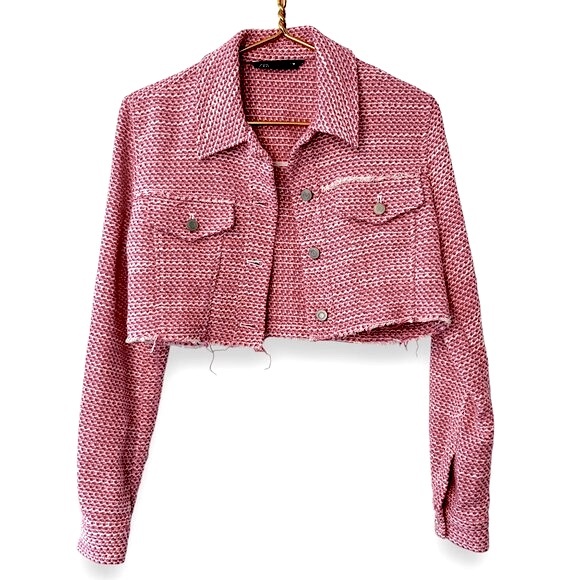 NWOT! Zara Barbie Pink Tweed Cropped Jacket - Picture 4 of 13